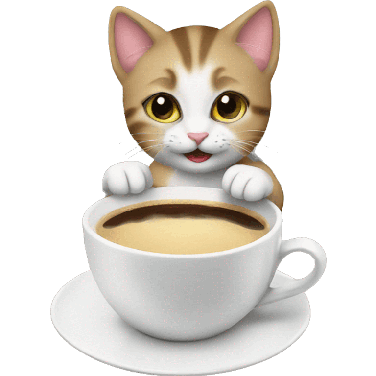 kitten drinking coffee emoji