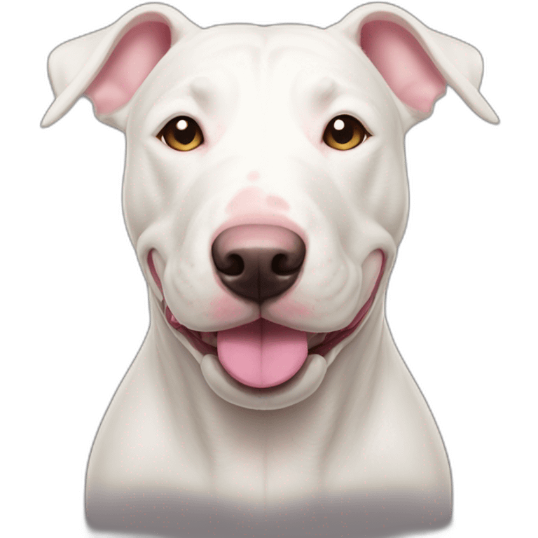 White bull terrier cross with light tan patch and pink nose emoji