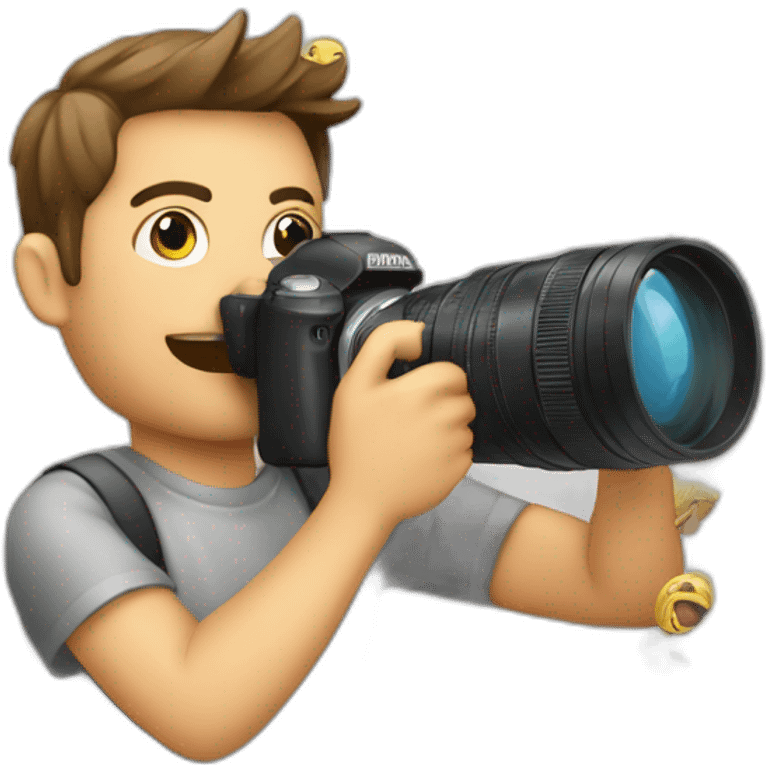 Paparazzi con su cámara tomando foto emoji