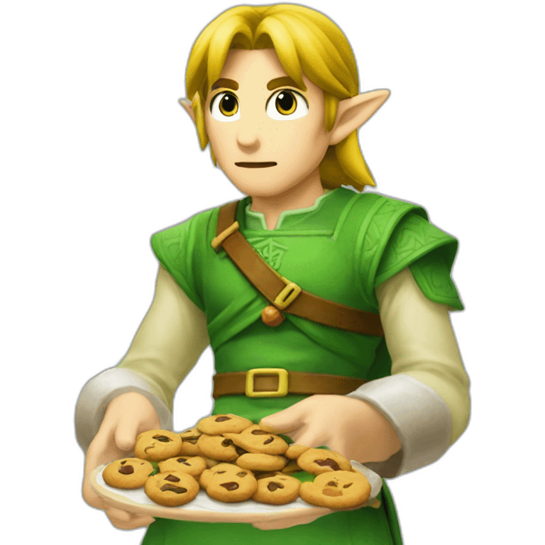 Link de Zelda qui mange un cookies emoji