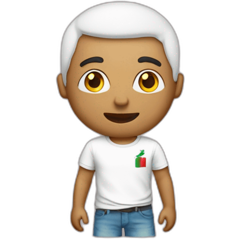 Homme blanc avec un t-shirt d’Algérie, rose emoji