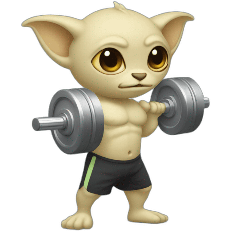 Grogu holding a dumbbell emoji