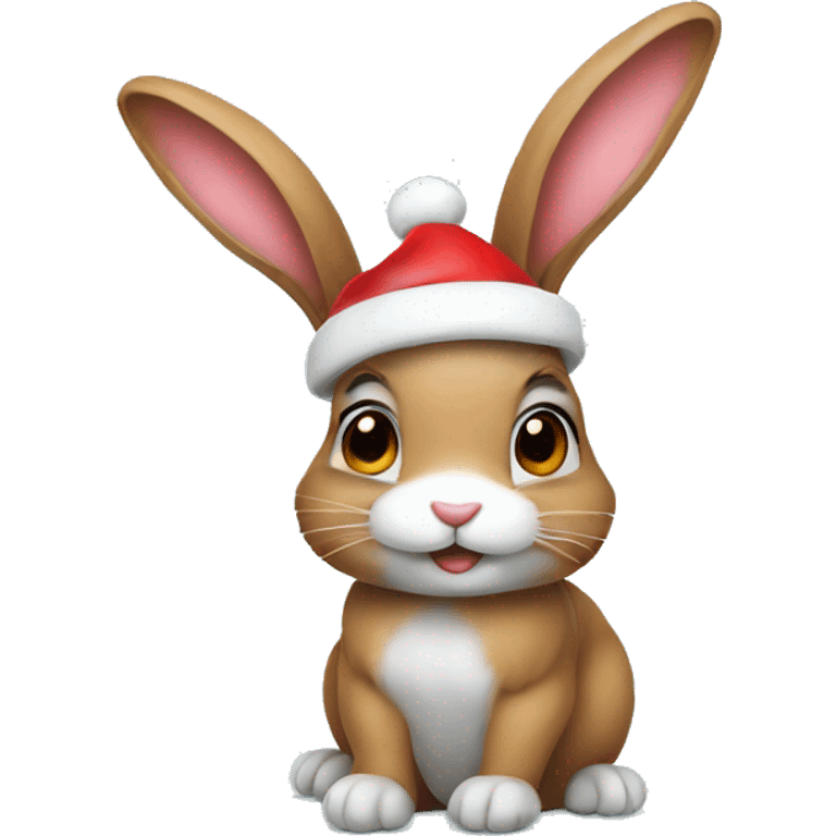 Bunny in a Christmas hat emoji