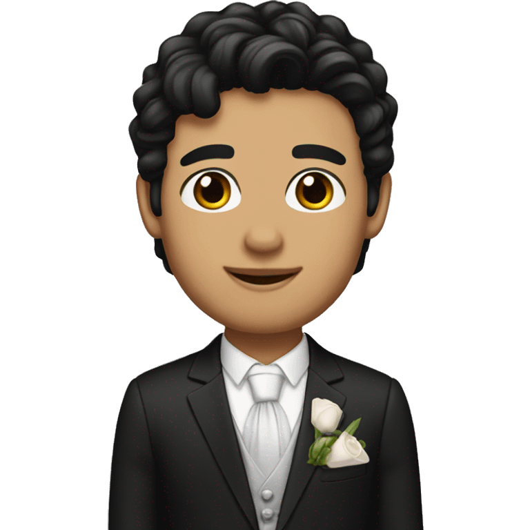 groom with light skin, black hair and hazel eyes emoji