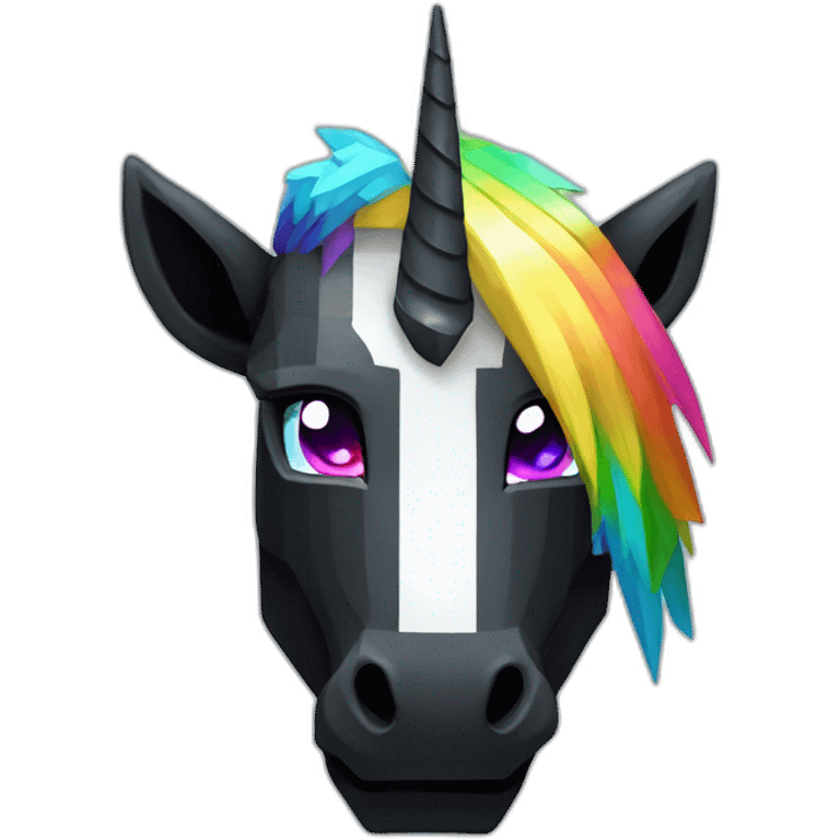 Minecraft Rainbow Black Unicorn Head With Diamond Horn emoji