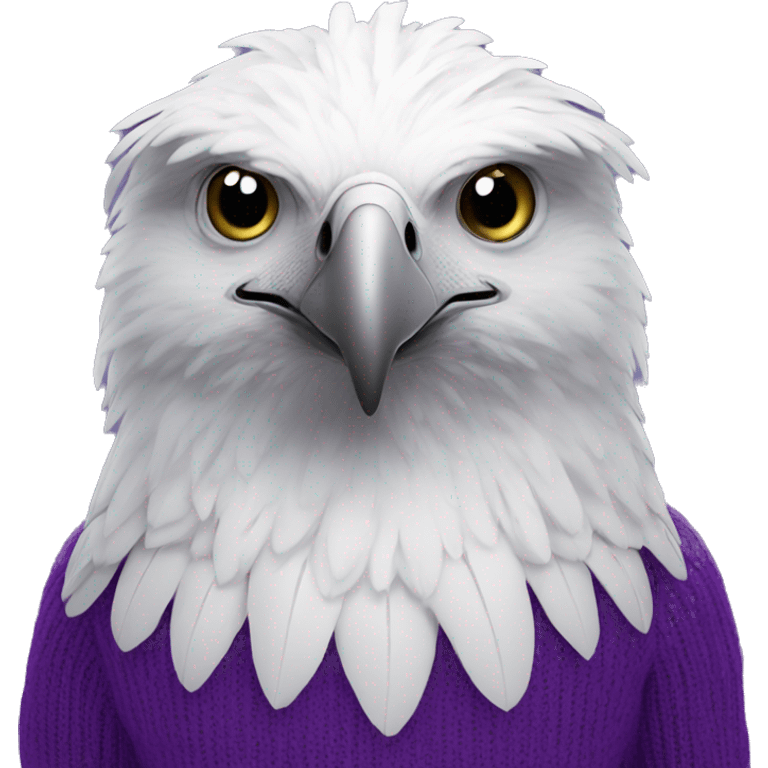 White eagle in a purple sweater “UNW” emoji