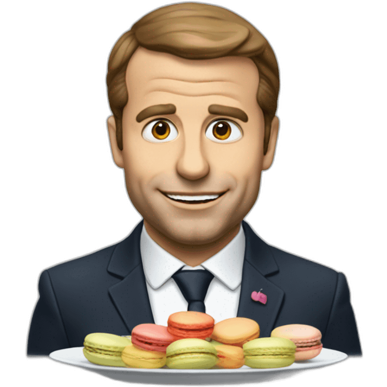 Macron qui mange un macarons emoji