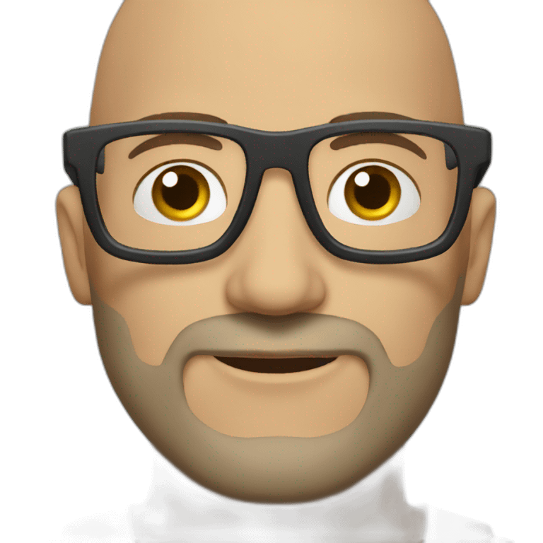 bald beard man with tattoo in glasses emoji