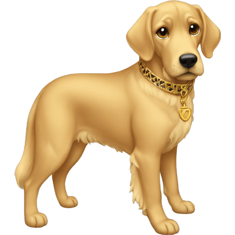 Golden retviever with collar with Xena  emoji