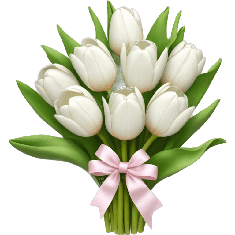 White tulips bouquet with light pink bow  emoji