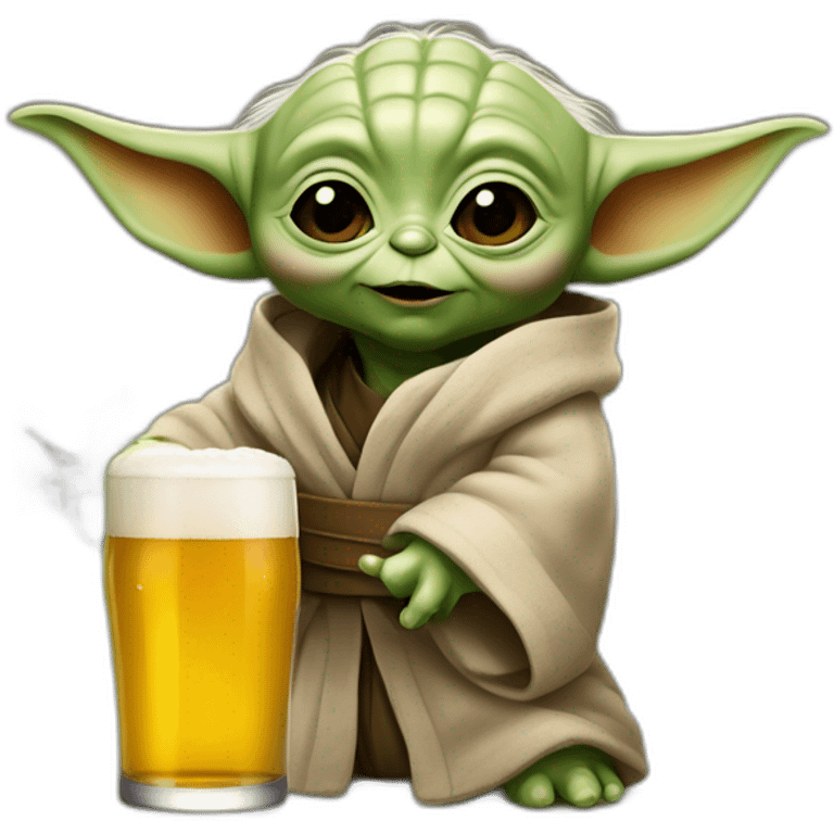 Bébé yoda entrain de boir une bière emoji