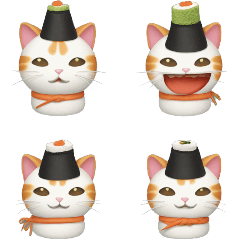 cat wearing sushi as a hat emoji