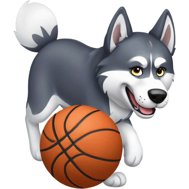 Husky playing basketball  emoji