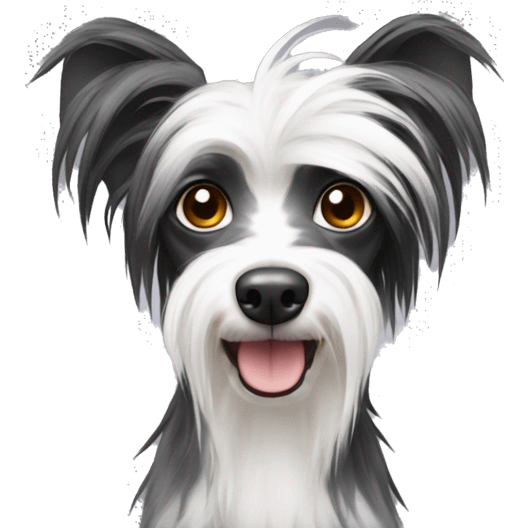 Black and white Chinese crested emoji