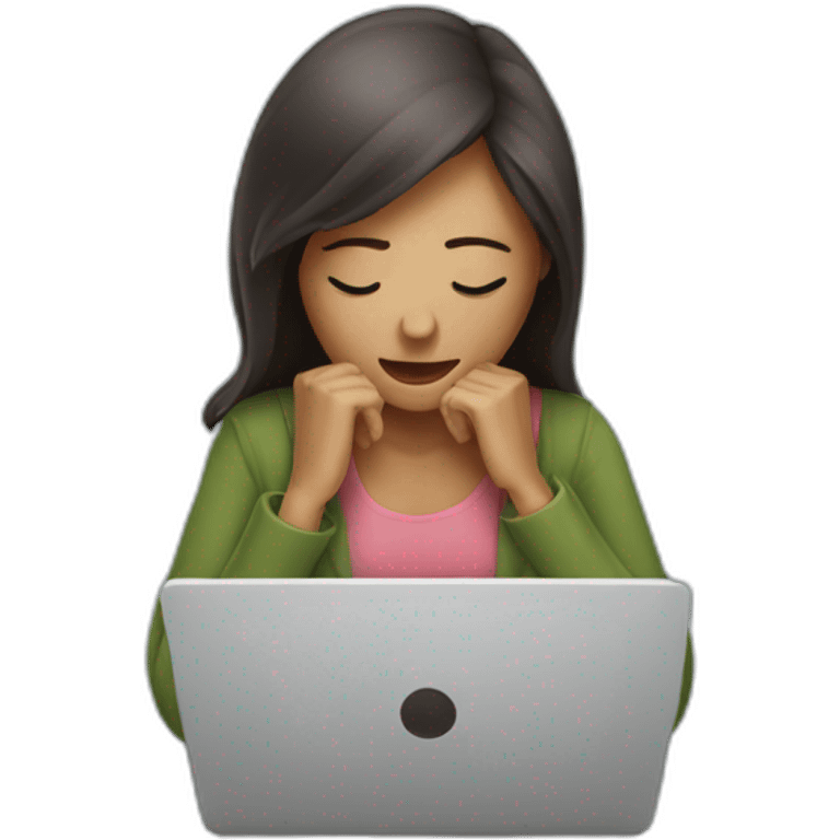 woman stressed with laptop emoji