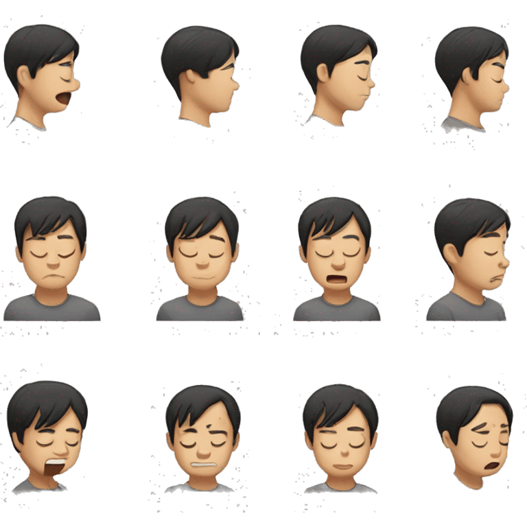 Black hair, short hair, short hair, Asian man, snoring with eyes closed, tried emoji