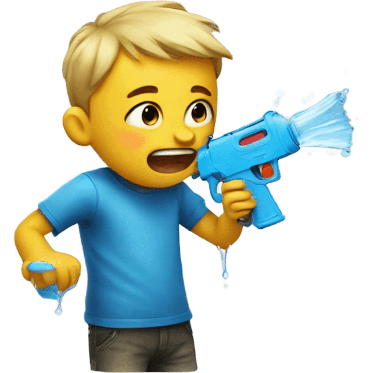 Kid crying with a water gun emoji