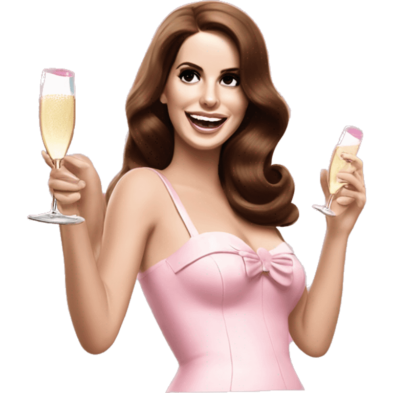 Lana del Rey pink cheering up with champagne over head emoji