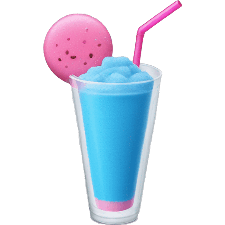 Make a blue Slushy with a pink straw emoji