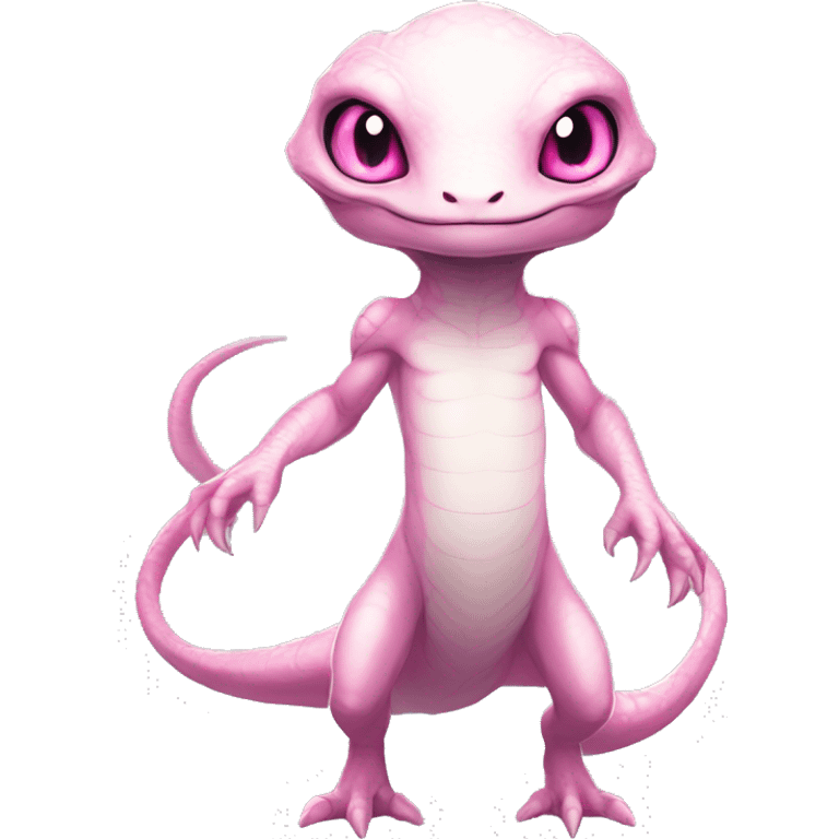 White, Chibi, White, Pink eyes, Anthro-Sona-Lizard-Alien-Fakémon, Full Body emoji