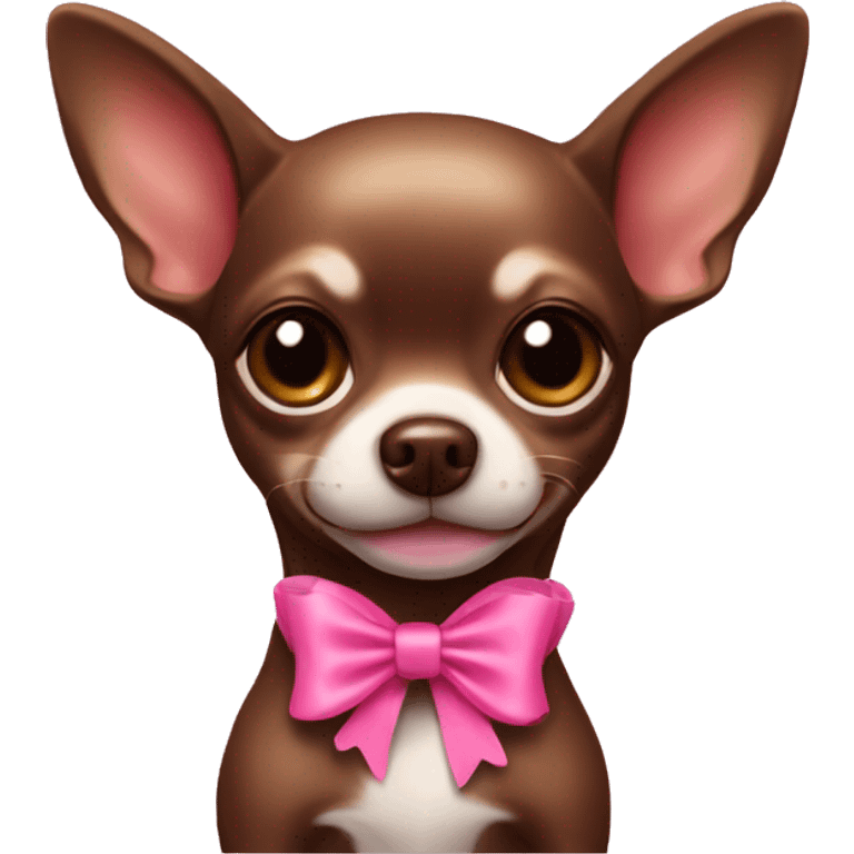 Chihuahua chocolate Brown with a pink bow  emoji