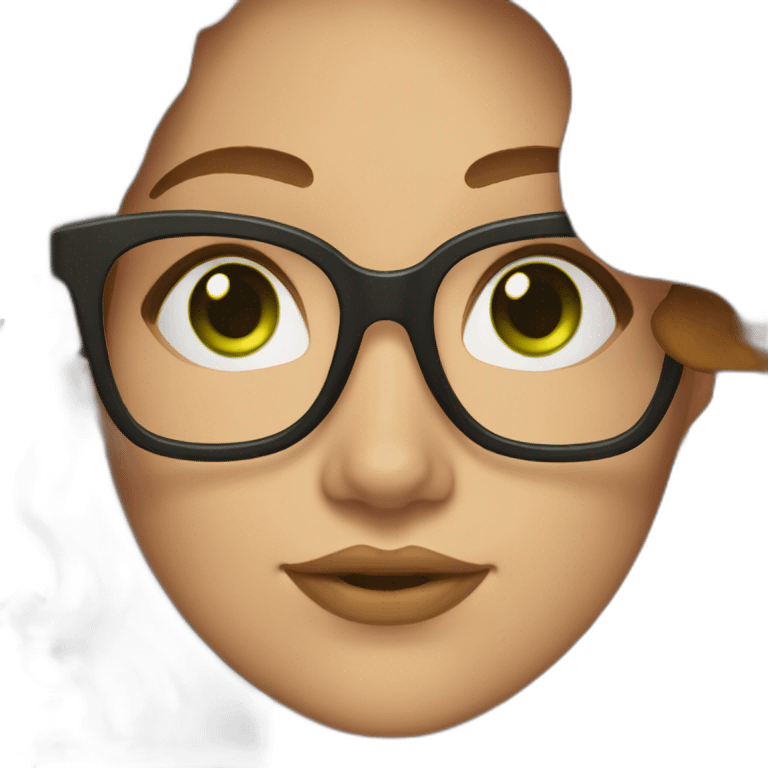 curvy-woman-with-wavy-brown-hair-square-glasses-green-eyes emoji