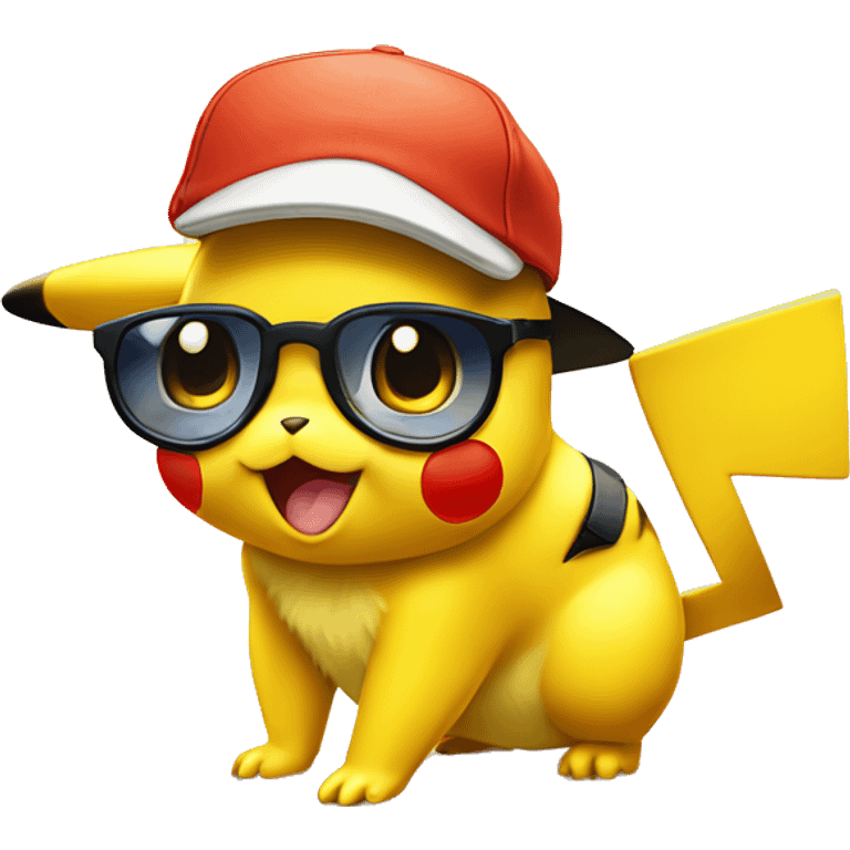 Pikachu avec casquette et lunette de soleil  emoji