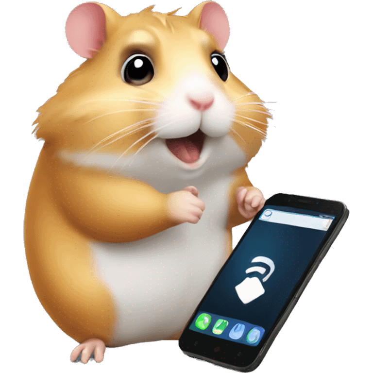 hamster calling on the smartphone emoji