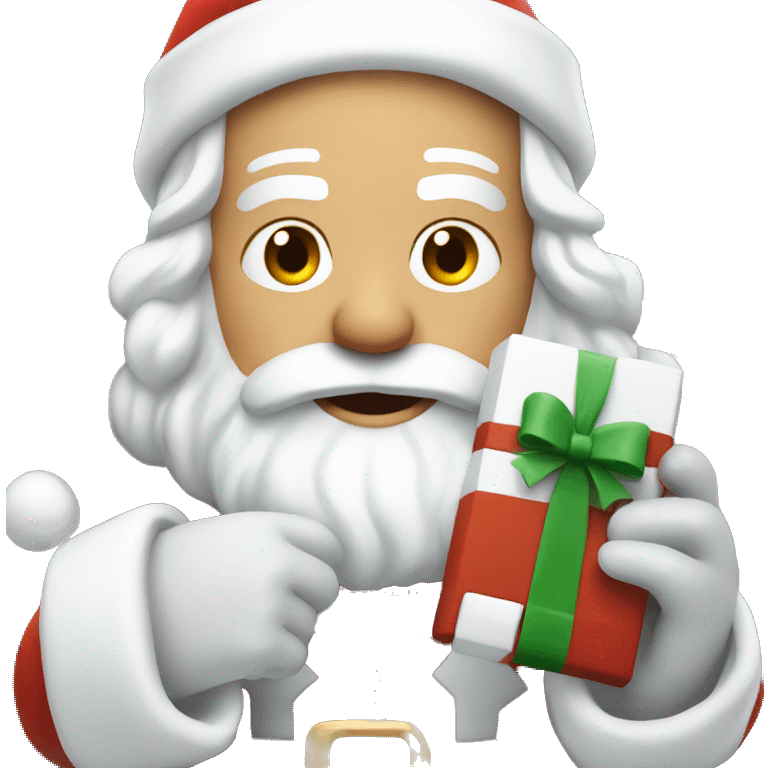 santa holding a white brick emoji