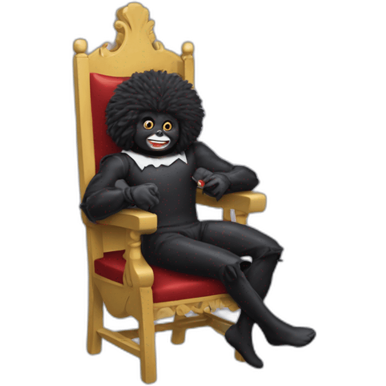 Gollywog sitting in a chair getting an electric shock emoji