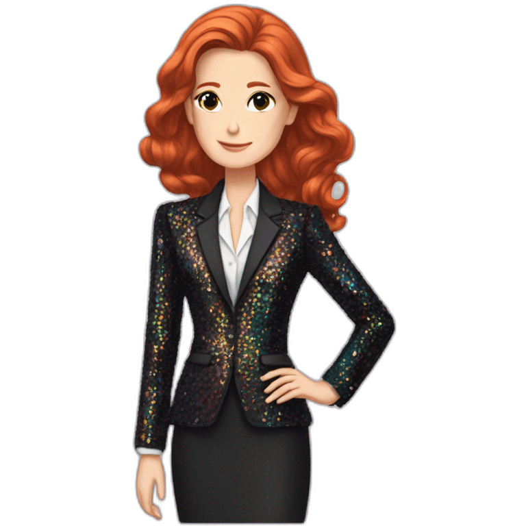 Audrey fleurot smooth long hair with multicolored sequined suit emoji