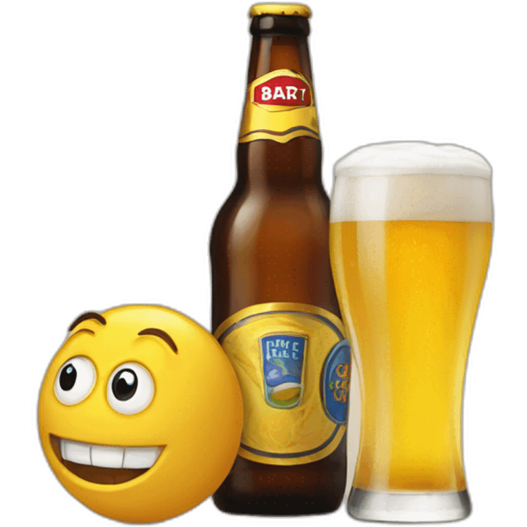 Chat qui boit de la bière à un bart emoji