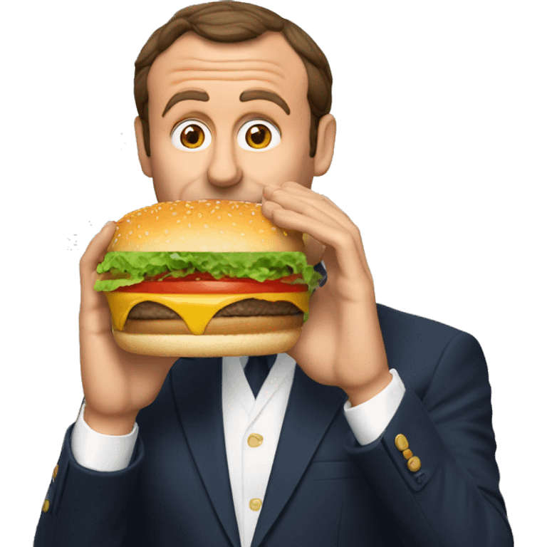 Macron qui mange un burger emoji