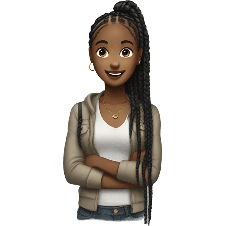 Black girl with box braids emoji