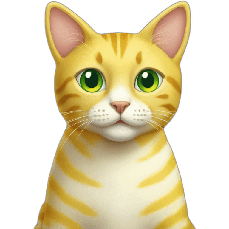 Yellow cat with cream stripes and green and yellow cat eyes  emoji