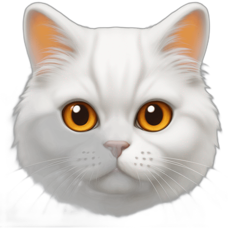 white persian chinchilla cat with orange eye small emoji