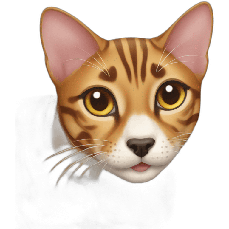 Bengal cat with dog Pomsky  emoji