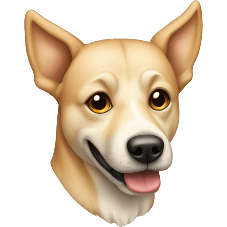 light beig mongrel dog with big ear emoji