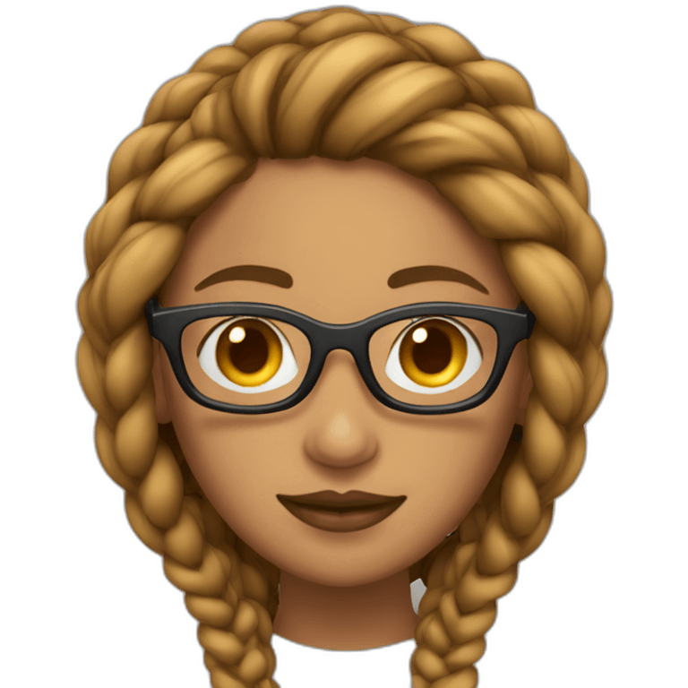 Mujer con braids box  castaño con gafas emoji