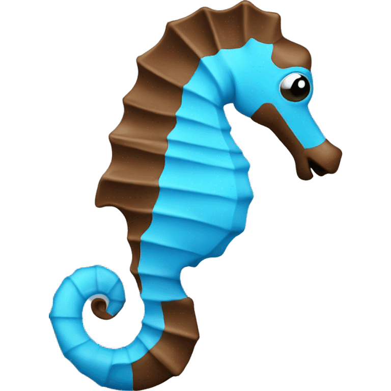 a blue and brown seahorse swimming to the right emoji