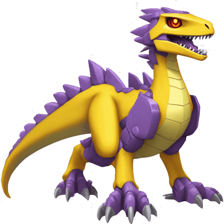  Cool Edgy Purple Yellow Digimon-Fakemon-Guilmon-Velociraptor-Dragon-Mecha full body emoji