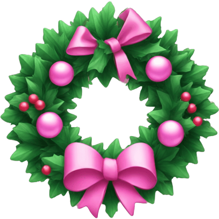 Pink Christmas wreath with bows emoji