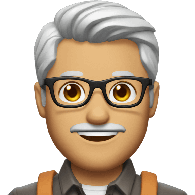 Memoji of Jacked Andrew Huberman Silver fox, tortoiseshell glasses, crisp button-downs, muscular emoji