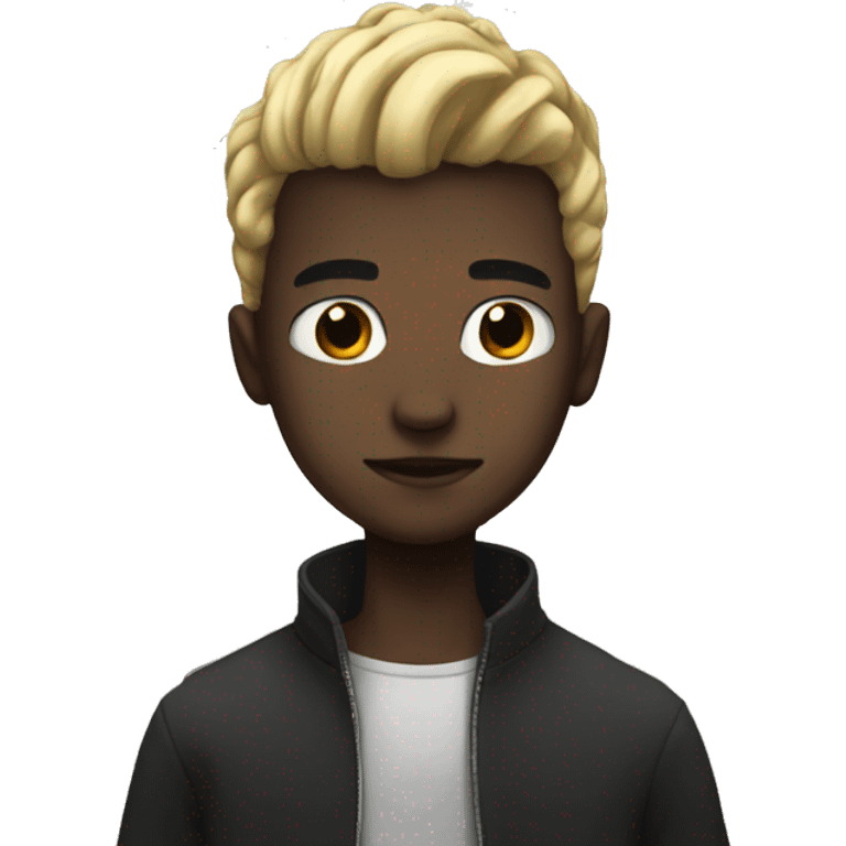 white kid with dark heir emoji