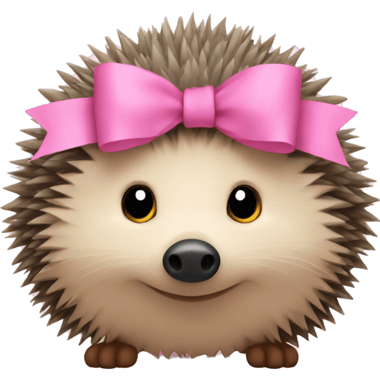 Hedgehog with pink bow rolled up hiding  emoji