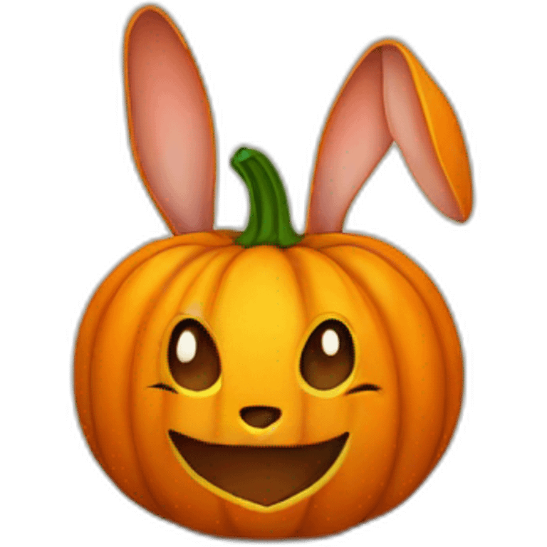 Bunny on a Halloween pumpkin  emoji