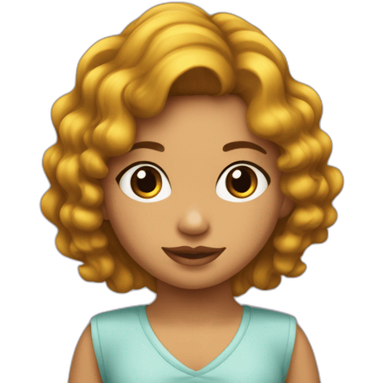 Niña morenita con el cabello ondulado emoji