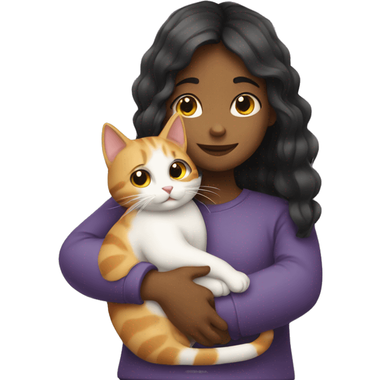 girl hugs cat emoji