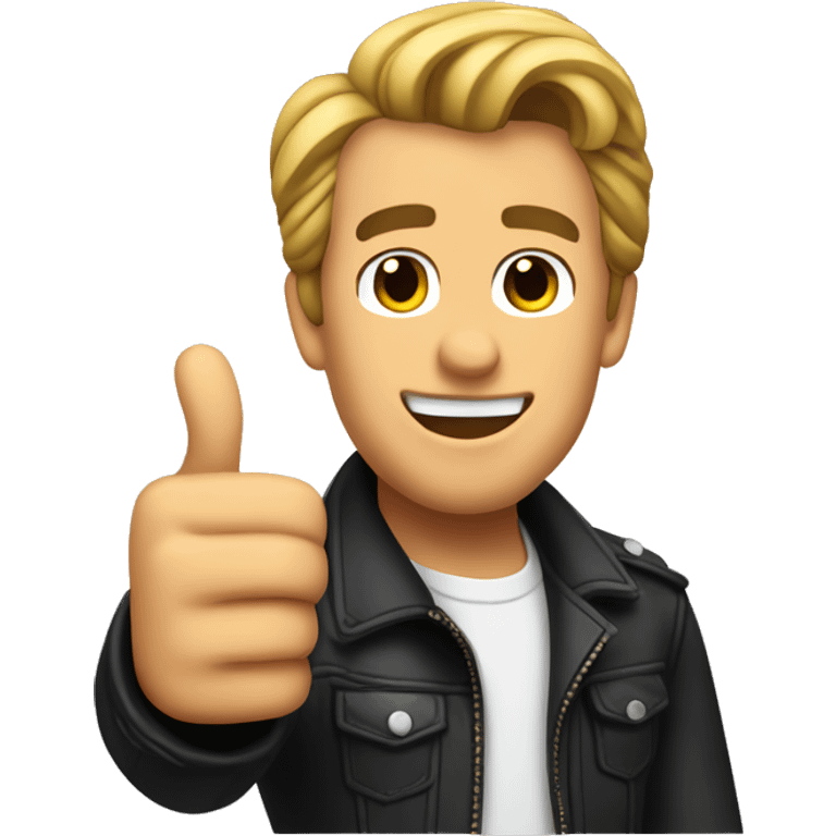 Fonzie like man giving a double thumbs up pose emoji