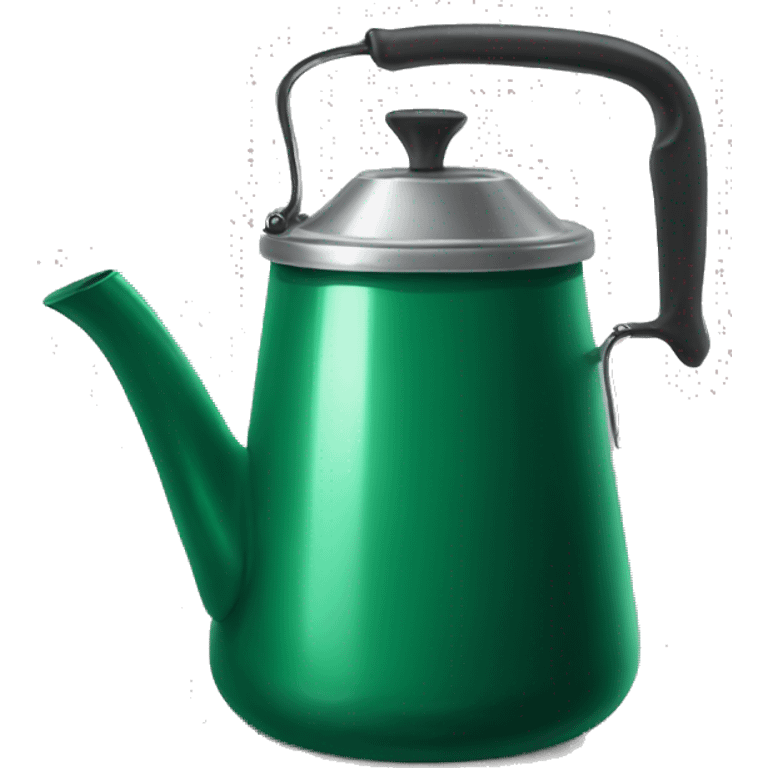 Realistic emerald green camping coffee pot. emoji